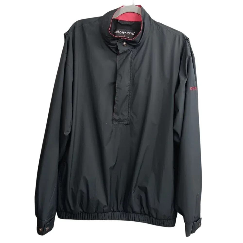 DRYJOYS by FOOTJOY Men's 1/2 Zip Golf Jacket Pullover Windbreaker Black Red Sz.M